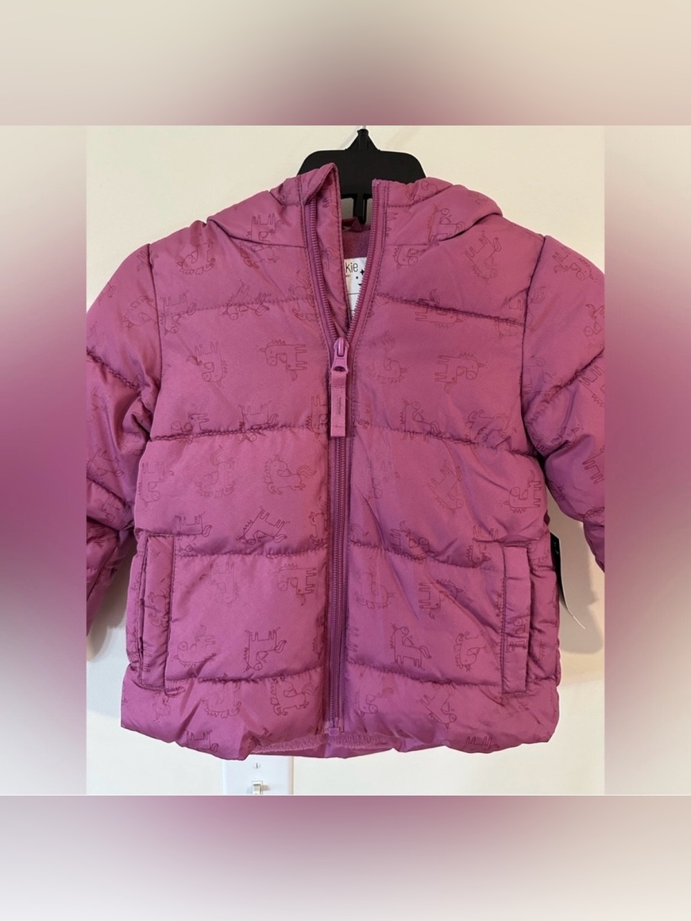 Okie Dokie Toddler Girls Mauve Unicorns Heavyweight Puffer Jacket NWT Size 3T